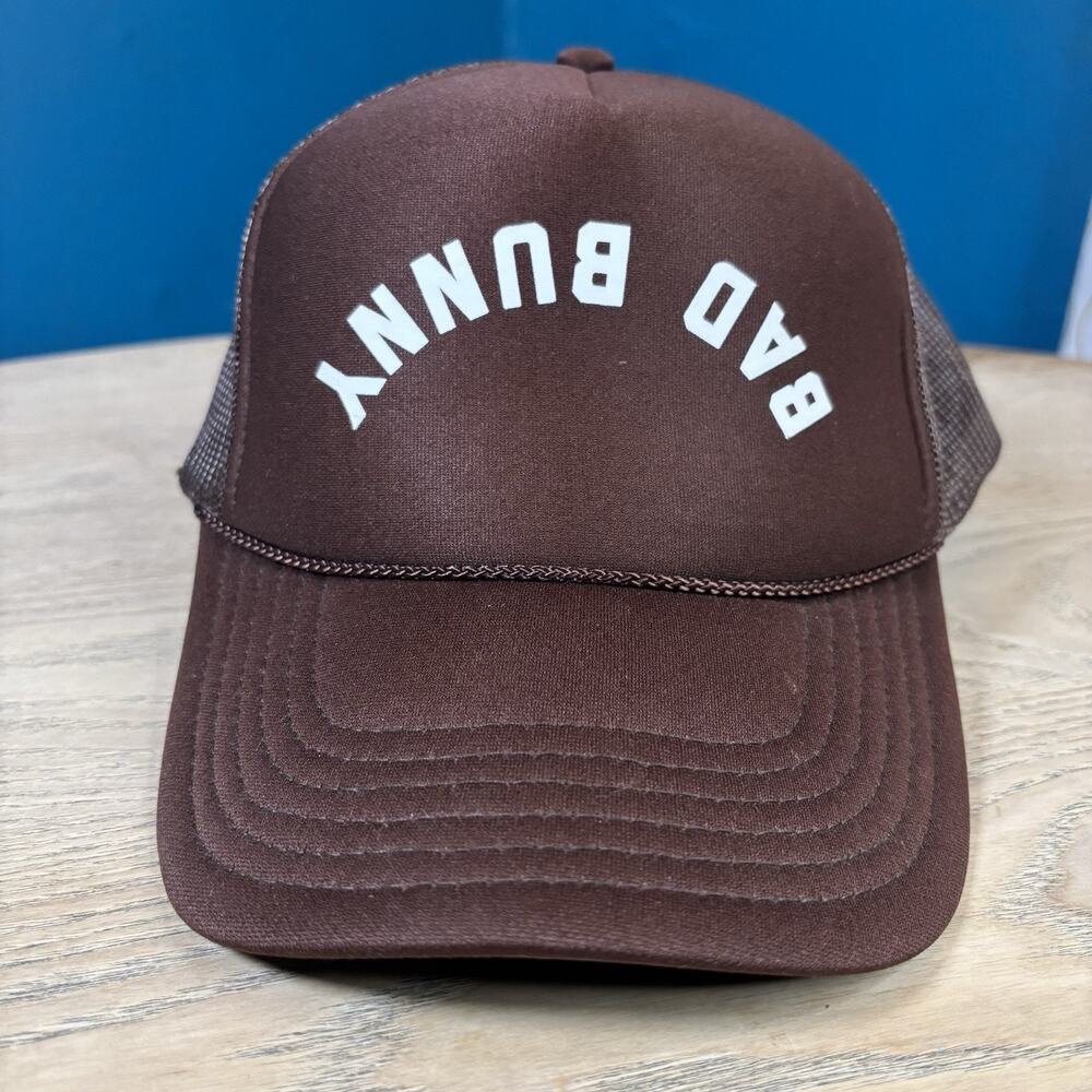 BAD BUNNY Brown Trucker Style Hat Cap Brown Latin Music OTTO Funky